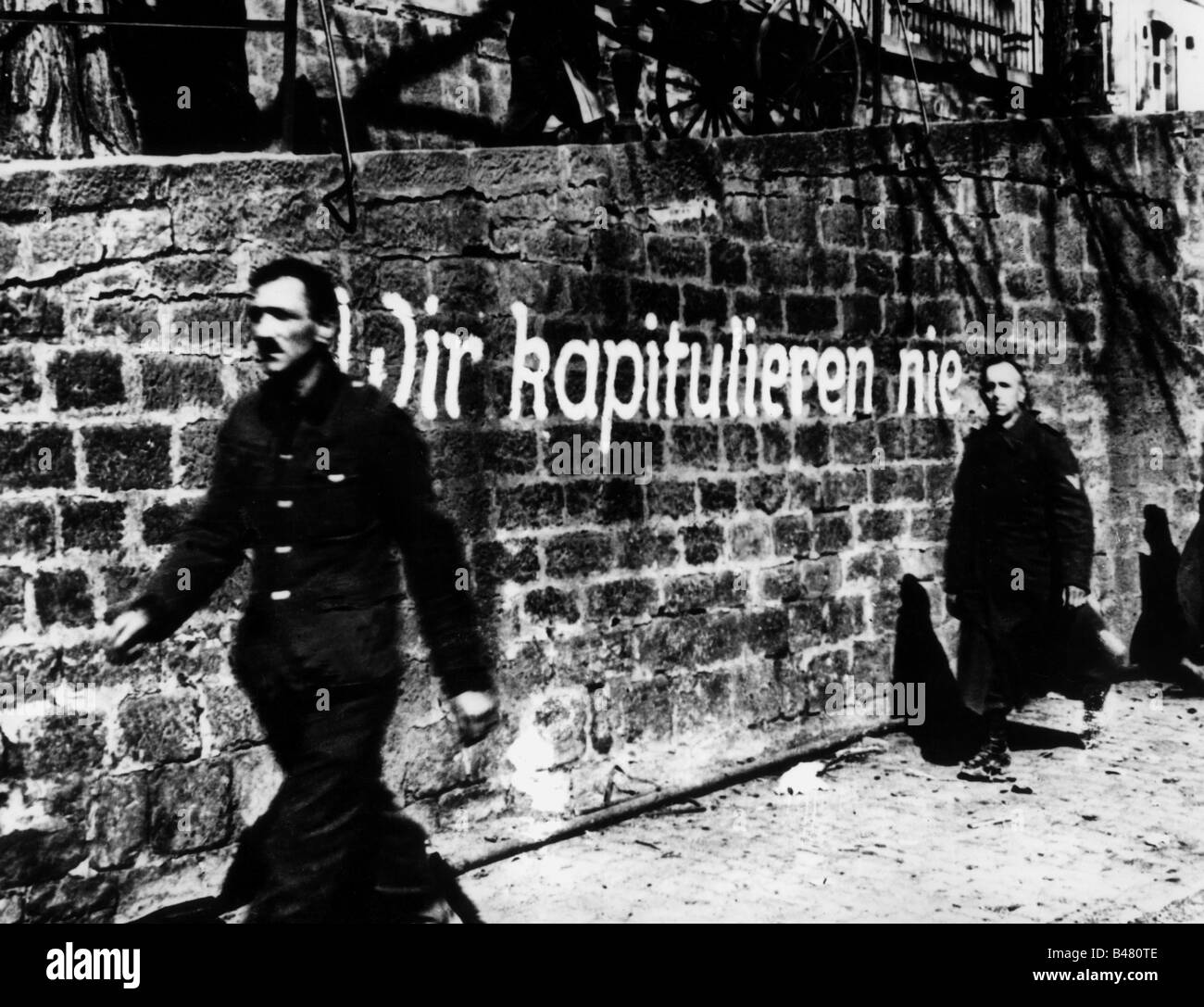 events, Second World War / WWII, Germany, slogan "We will never surrender", 1945, Stock Photo