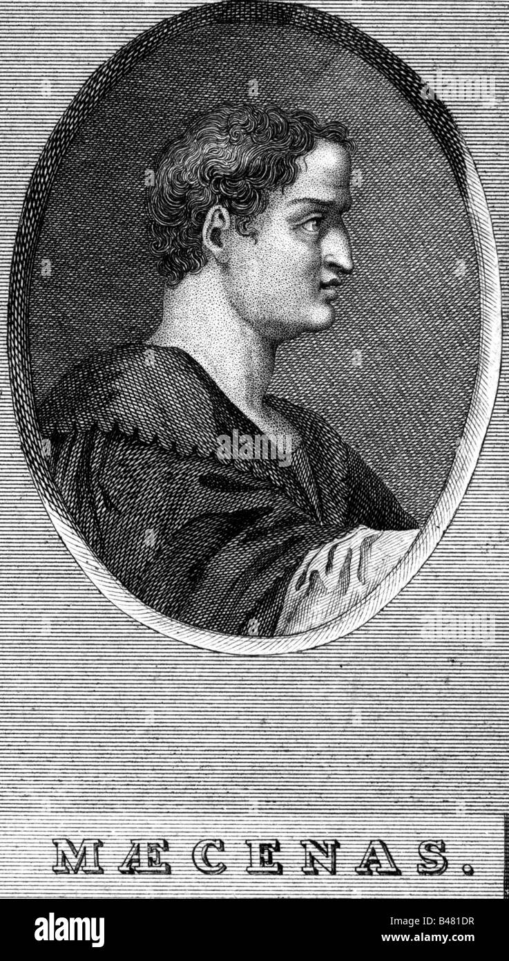Maecenas, Caius Cilnius, 70 - 8 BC, Roman politician, portrait, copper engraving, 18th century, , Artist's Copyright has not to be cleared Stock Photo