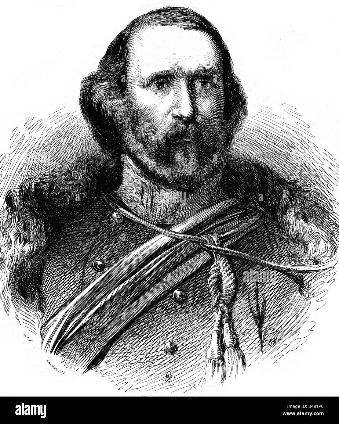 Garibaldi, Giuseppe, 4.7.1807 - 2.6.1882, Italian revolutionary, portrait, engraving, 1868, freedom fighter, patriot, Risorgimento, politics, uniform, , Stock Photo