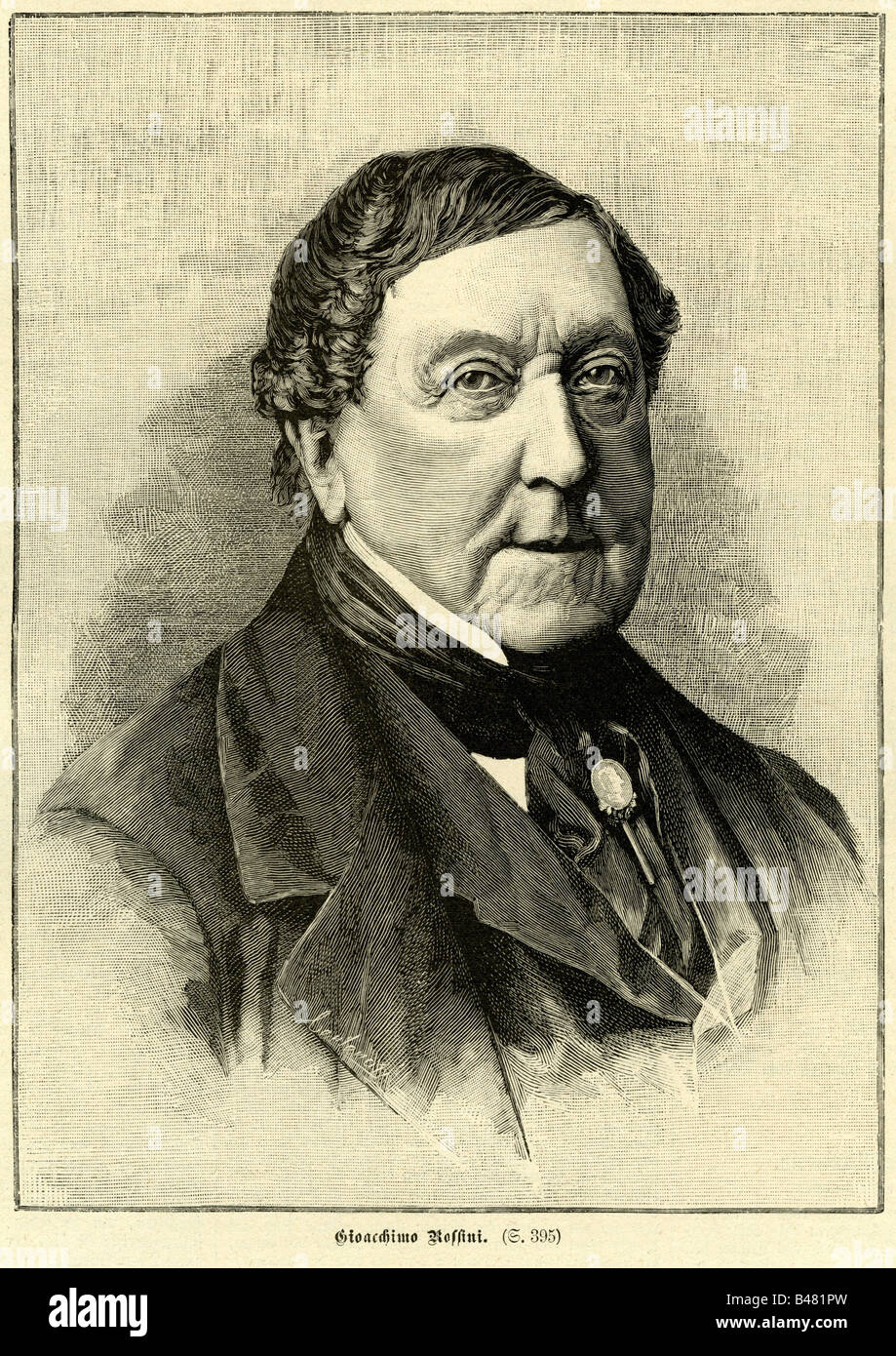 Rossini, Gioacchino Antonio, 29.2.1792 - 13.11.1868, Italian composer, portrait, steel engraving, 19th century, Artist's Copyright has not to be cleared Stock Photo