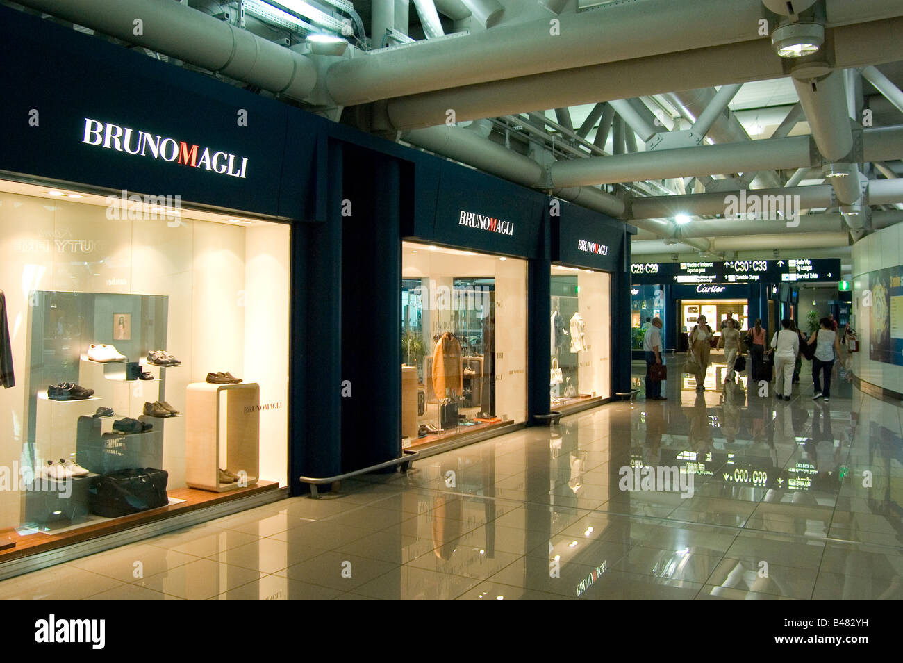 high end shops in Fiumicino Leonardo di Vinci Airport Rome Italy Stock