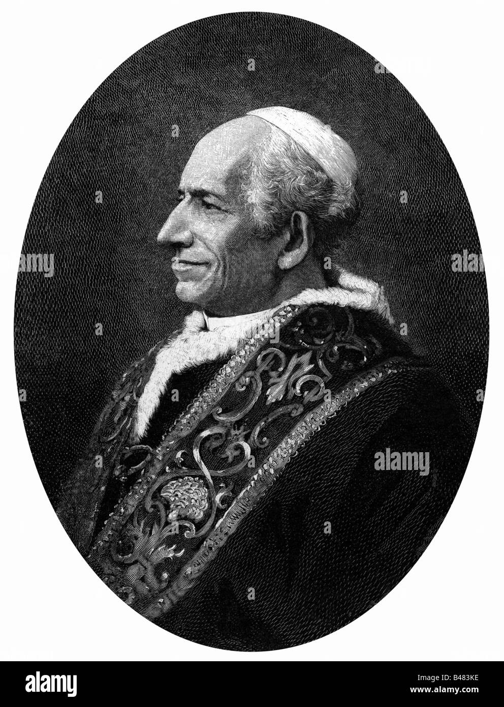 Leo XIII (Vincenzo Gioacchino Pecci), 2.3.1810 - 20.6.1903, Pope 20.2.1878 - 20.6.1903, portrait, wood engraving, 19th century, , Stock Photo