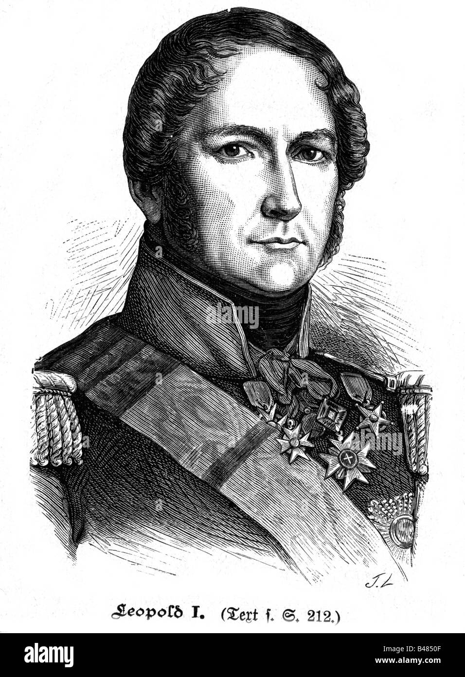 Leopold I., 16.12.1790 - 10.12.1865, King of the Belgians 31.7.1831 - 16.12.1865, portrait, wood engraving, 19th century, Stock Photo