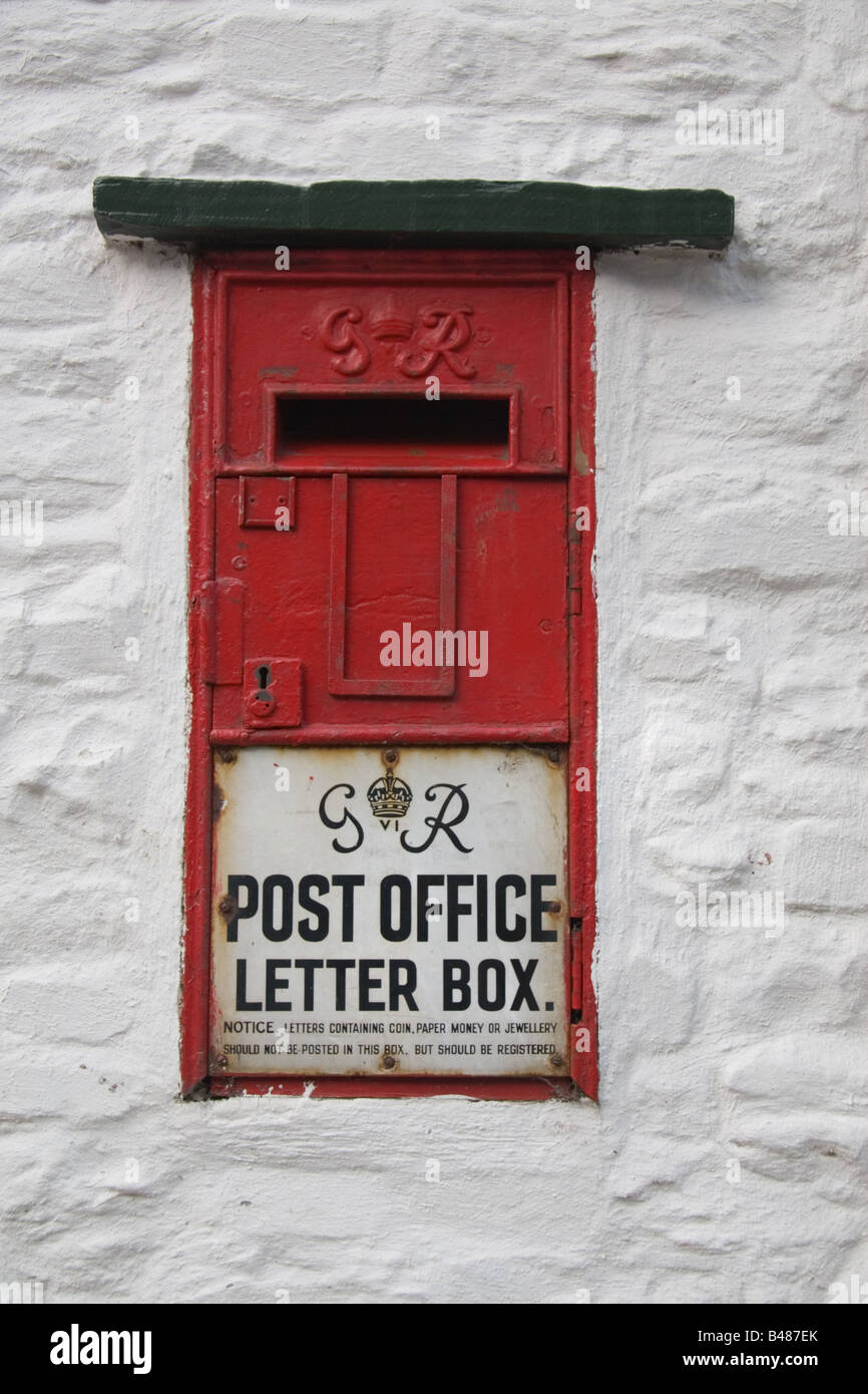 Post Box dating from 1940s (George VI) in Laugharne, Carmarthen, Wales, UK Stock Photo
