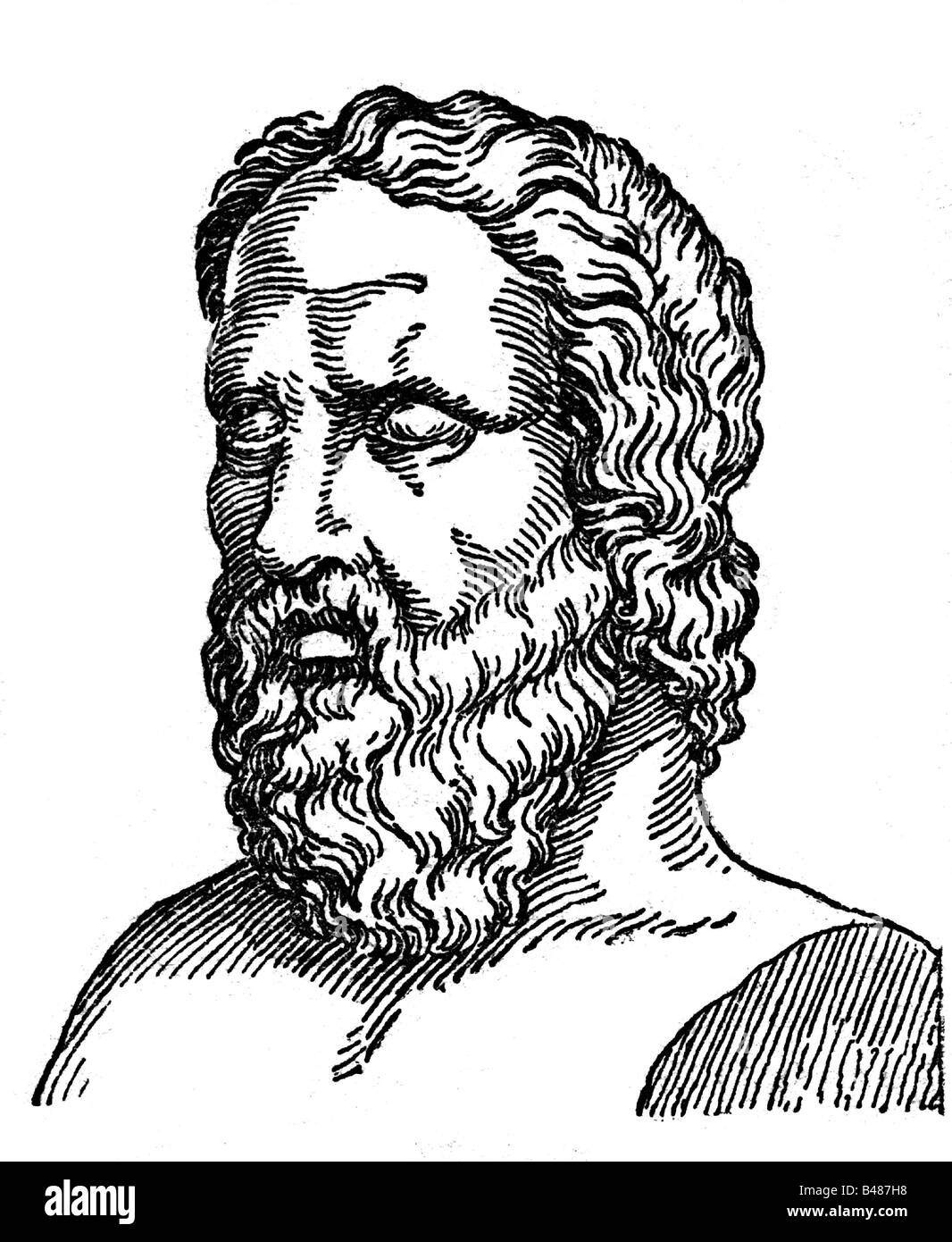Heraclitus of Ephesus, circa 540 - 480 BC, Greek philosopher, portrait, steel engraving after antique bust, 19th century, Artist's Copyright has not to be cleared Stock Photo