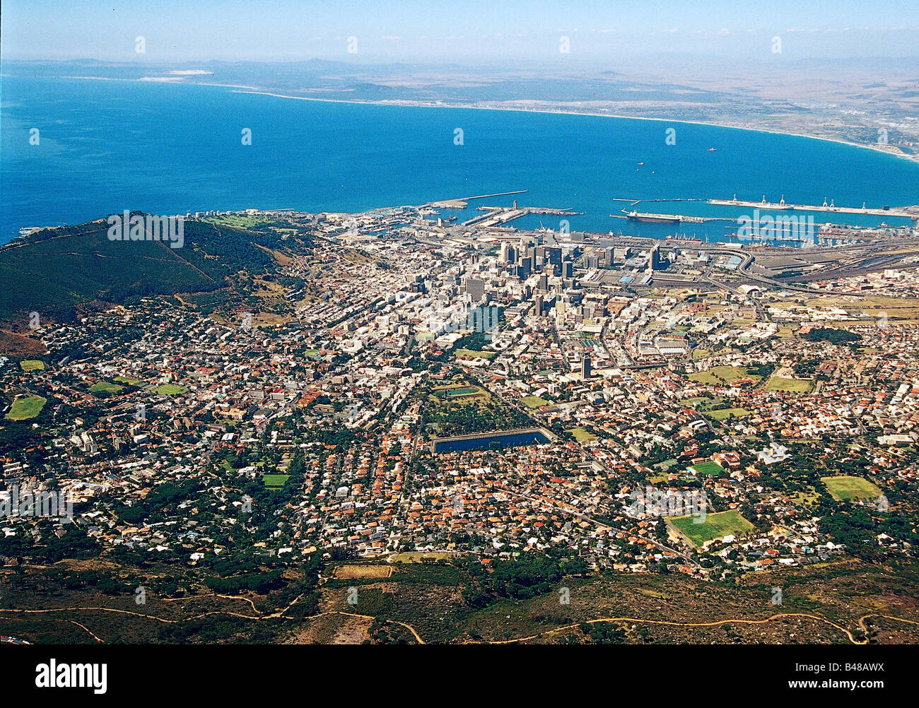 geography / travel, South Africa, Cape Town, city views, cityscape view  from Table Mountain towards the town, overview,  Additional-Rights-Clearance-Info-Not-Available Stock Photo - Alamy