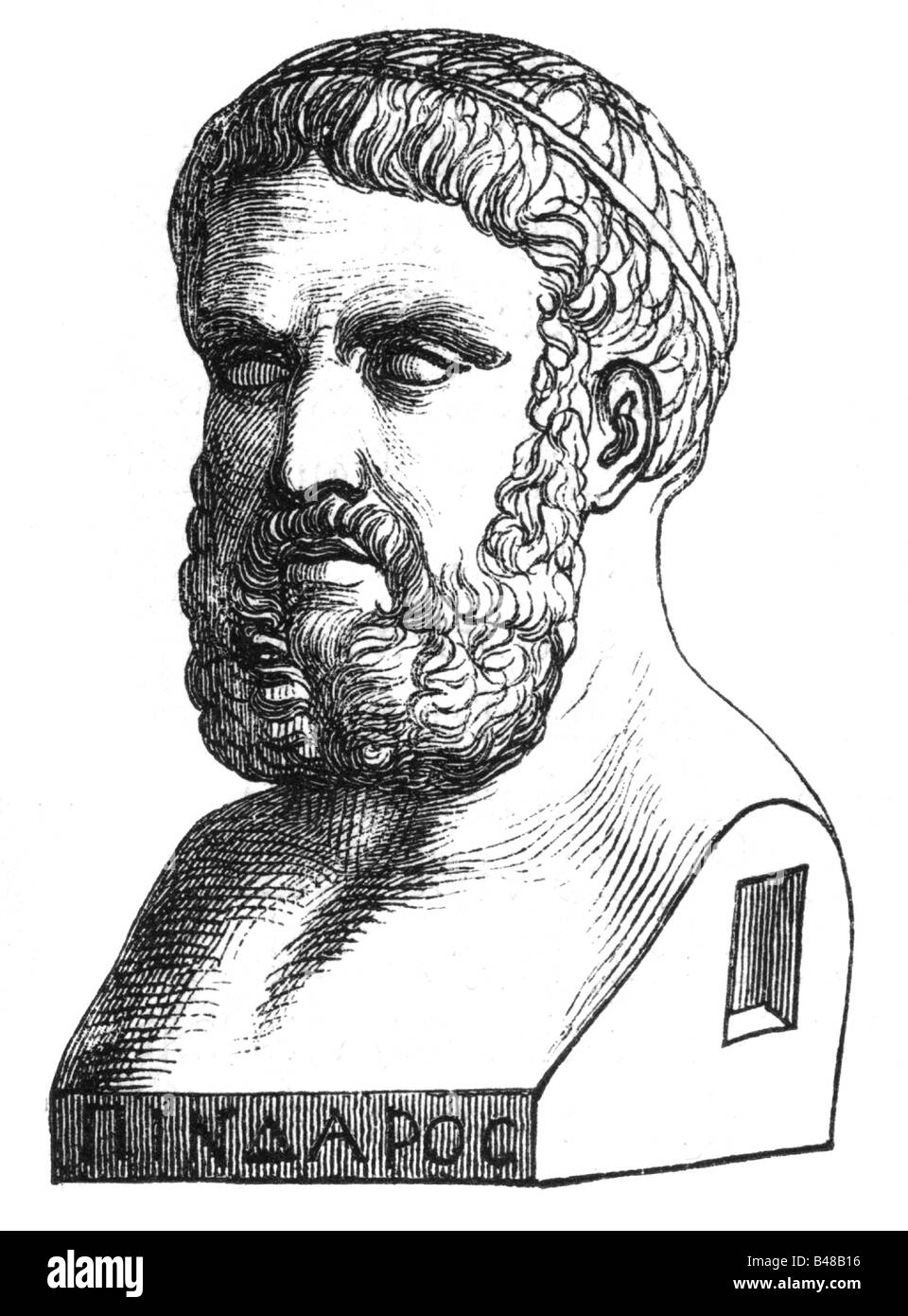 Pindaros, circa 518 - circa 438 AD, Greek author / writer, portrait, engraving, 19th century, after ancient poet, bust, Museo Capitolino Rome, , Stock Photo