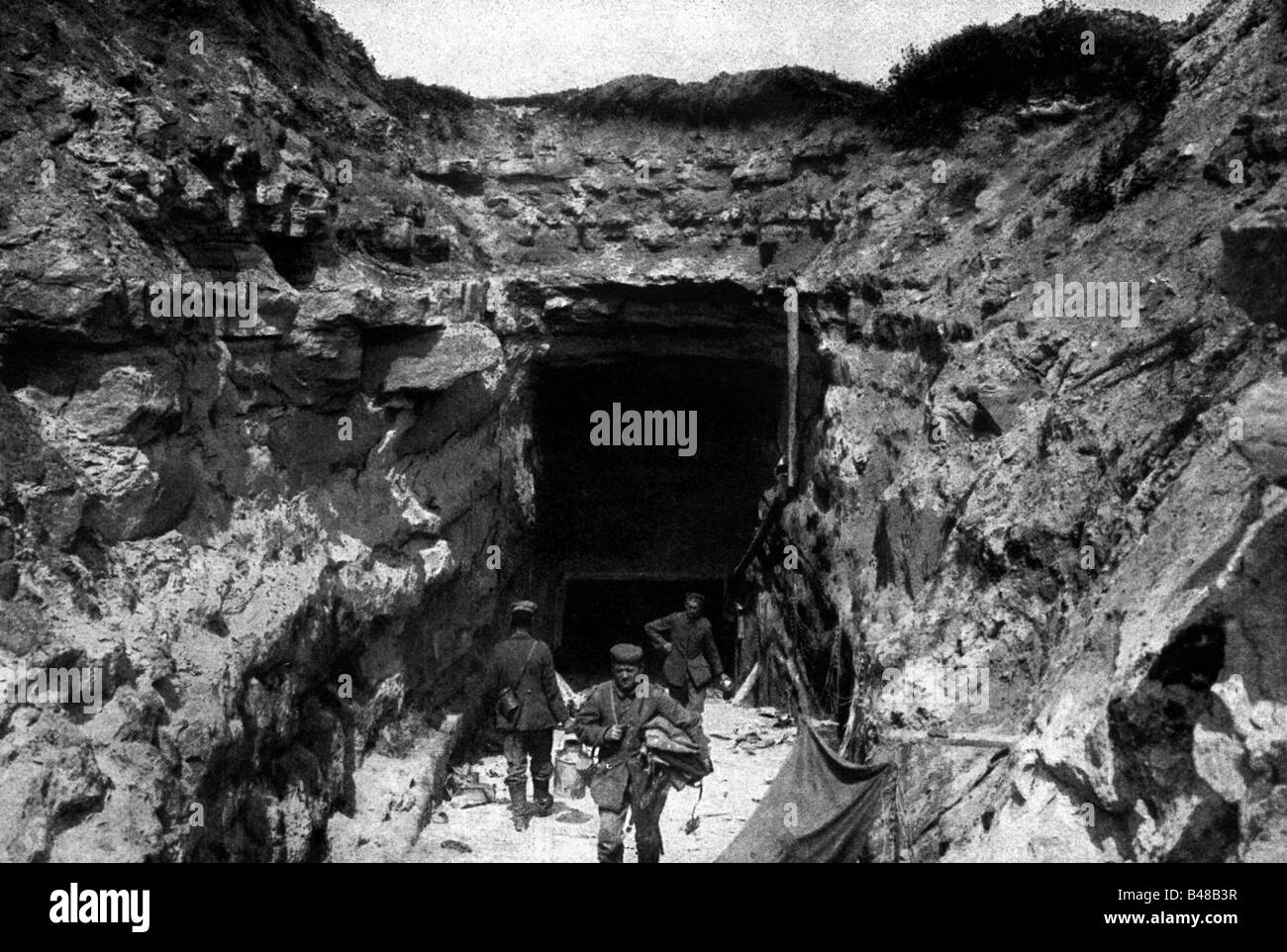 events, First World War / WWI, Western Front, 'Barbarossa Cave' near Chavignon, France, circa 1917, Stock Photo