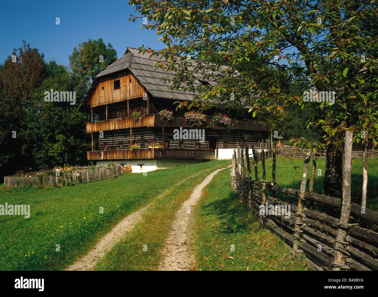 geography / travel, Austria, Carinthia, Maria Saal, museums, open-air museum Maria Saal, farm in area of Nockalm, exterior view, Additional-Rights-Clearance-Info-Not-Available Stock Photo