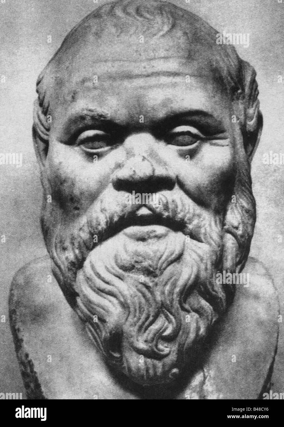 Socrates, 469 - 399 BC, Greek philosopher, portrait, Roman copy of Greek bronze sculpture, circa 380 BC, Stock Photo