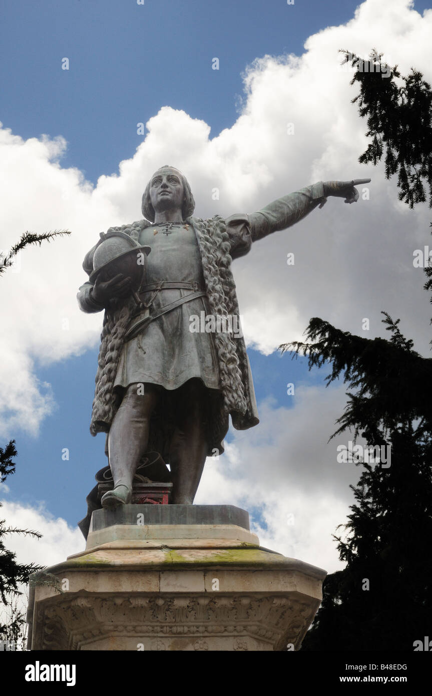 Statue of Cristoforo Colombo Christoper Colombus Salamanca Spain Stock Photo
