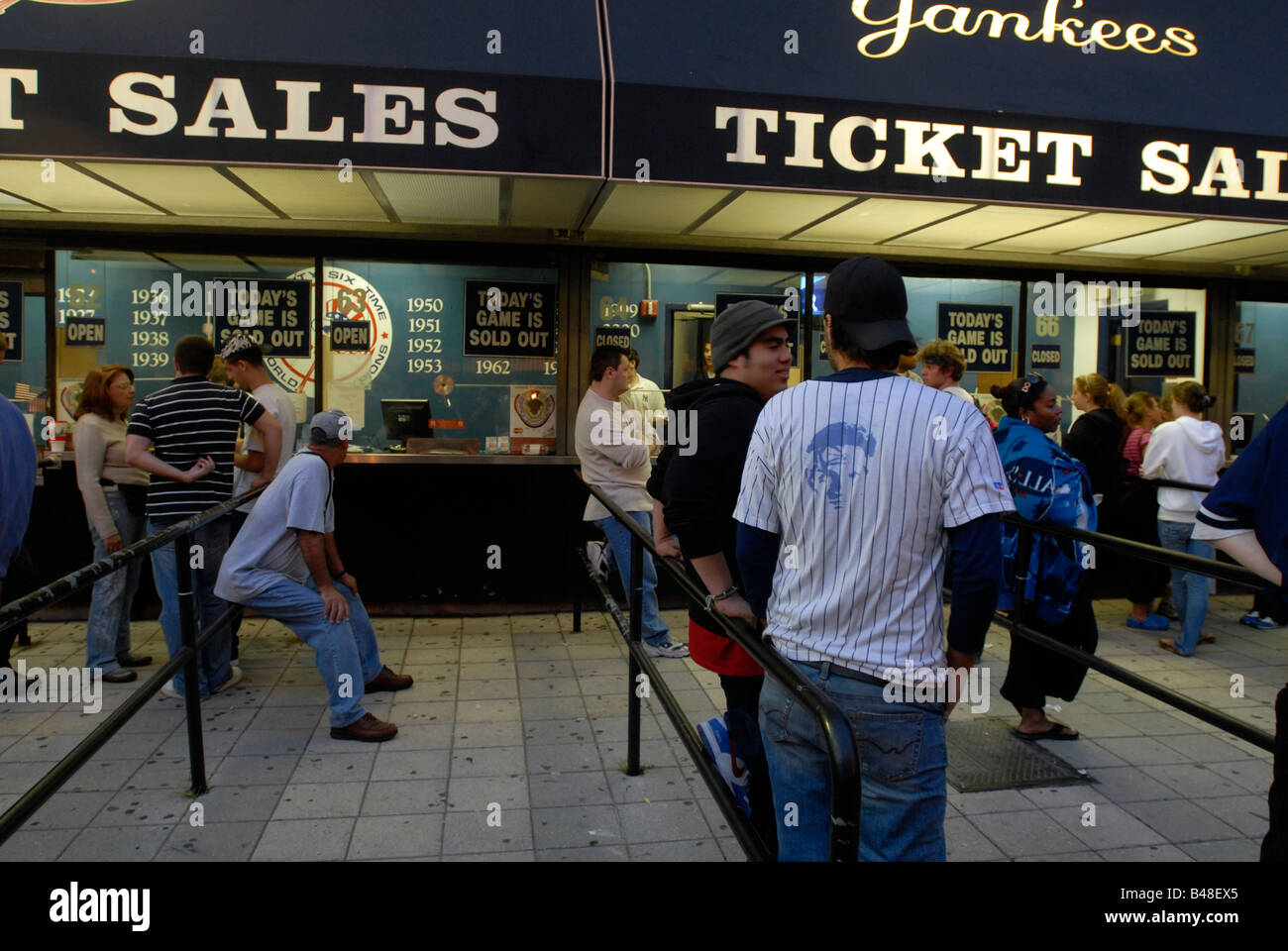 Baseball fans at the ticket windows at Yankee Stadium in the New York