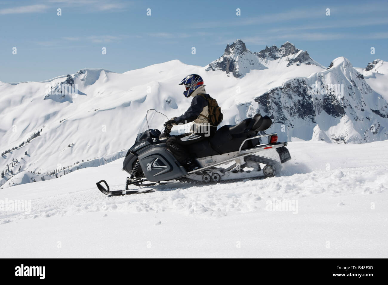 snowmobile adventure tour in Whistler British Columbia Stock Photo Alamy