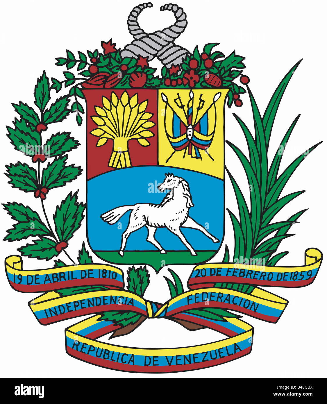 Heraldry Emblem Venezuela National Coat Of Arms Introduced 10 2 1954 Additional Rights Clearance Info Not Available Stock Photo Alamy