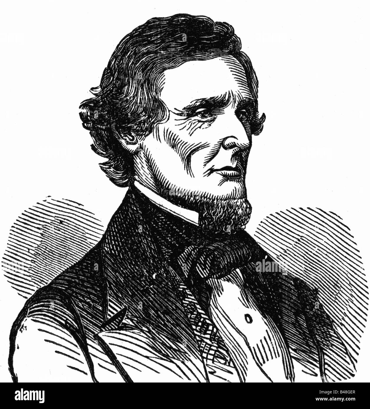 Davis, Jefferson, 3.6.1808 - 9.12.1889, American politician, President of the Confederate States of America, 18.2.1861 - 10.5.1865, portrait, wood engraving, after drawing, 19th century, , Stock Photo