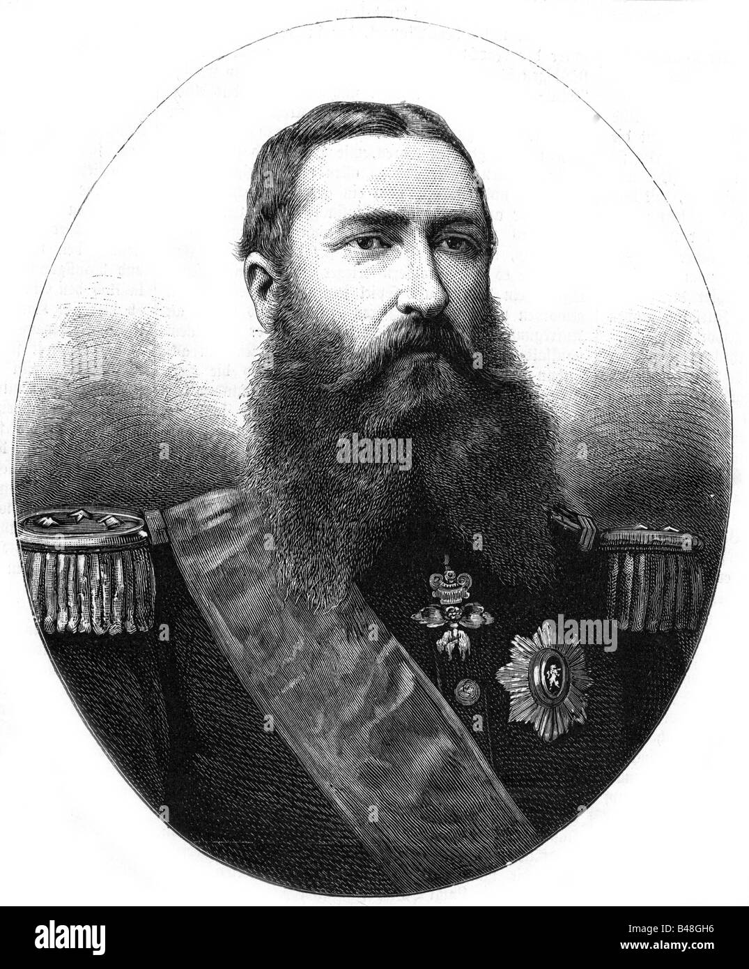 Leopold II, 9.4.1835 - 17.12.1909, King of Belgium 17.12.1865 - 17.12.1909, portrait, wood engraving, late 19th century, , Stock Photo