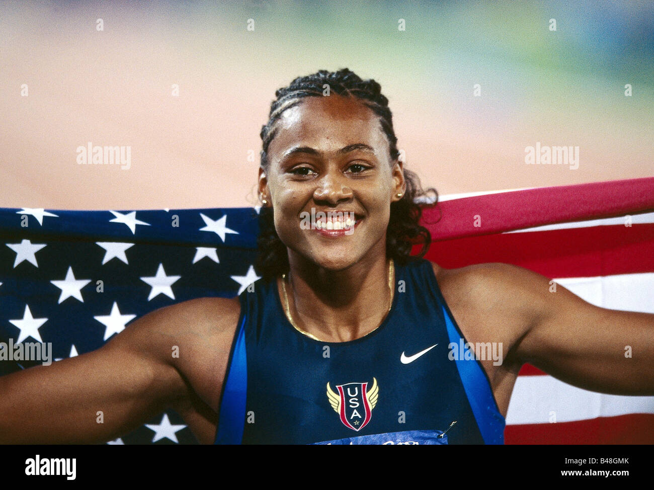 Jones, Marion, * 12.10.1975, American athlete, portrait, Olympic Games, Sydney, 2000, Stock Photo