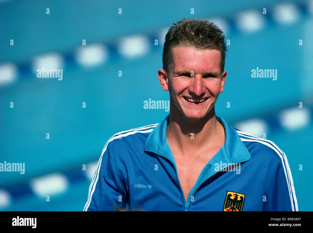 Groß, Michael, * 17.6.1964, German athlete, swimming, portrait, Olympic Games, Los Angeles, 1984, Stock Photo