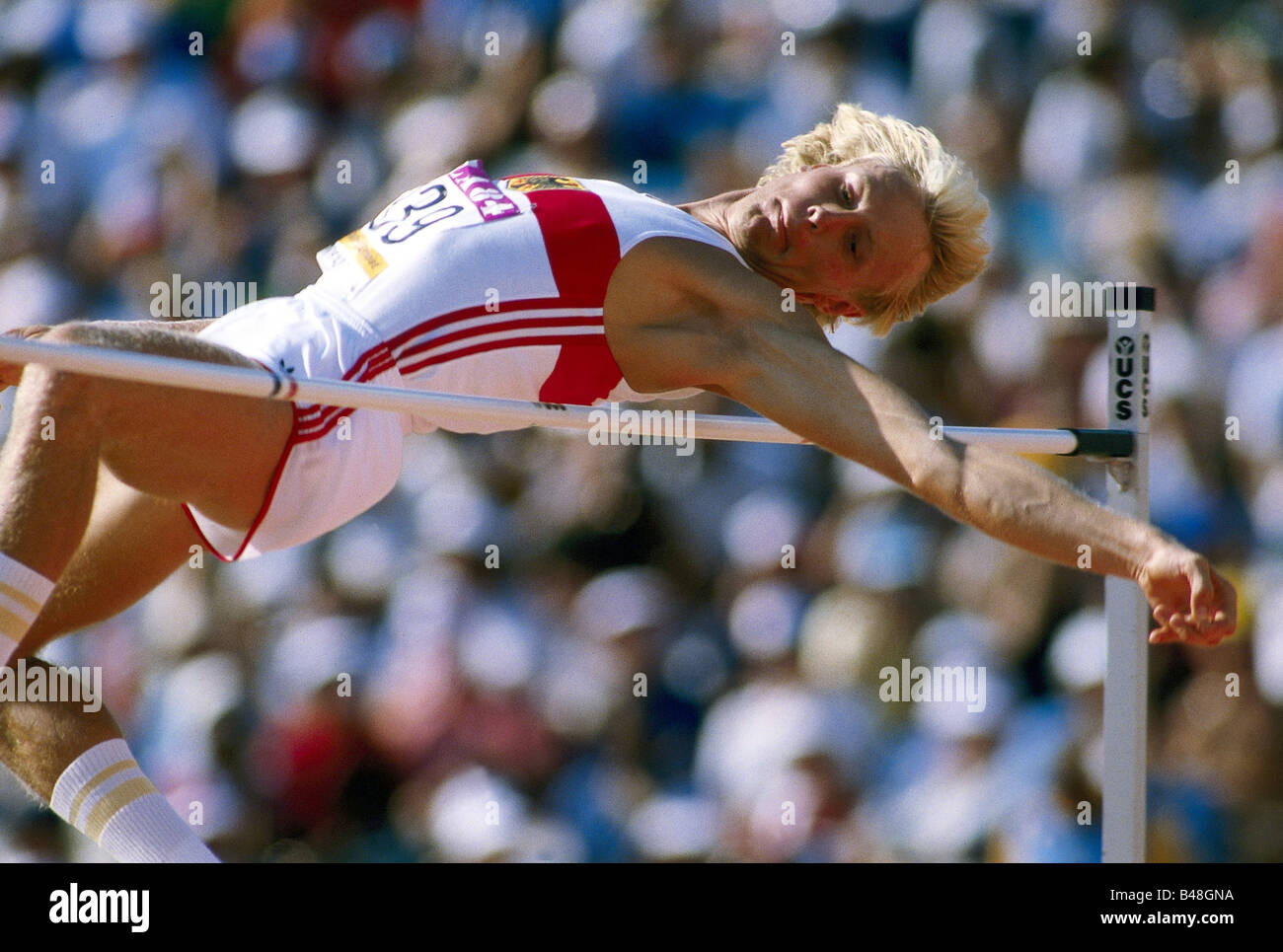 Thränhardt, Carlo, German athlete (athletics), full length, Olympic Games, Los Angeles, 1984, Stock Photo