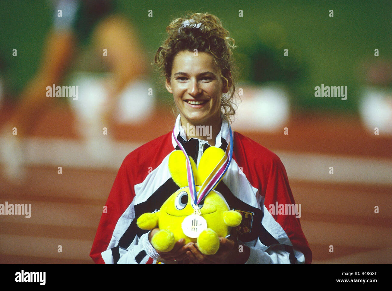 Henkel, Heike, * 5.5.1964, German athlete, athletics, portrait, world championship, Tokio, 1991, Stock Photo