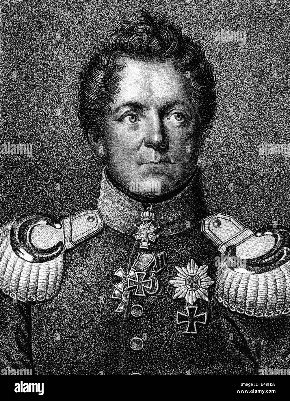 Gneisenau, August Wilhelm Graf Neidhardt von, 27.10.1760 - 23.8.1831, Prussian general, portrait, steel engraving by Falcke after painting by Franz Krueger, 19th century, , Artist's Copyright has not to be cleared Stock Photo