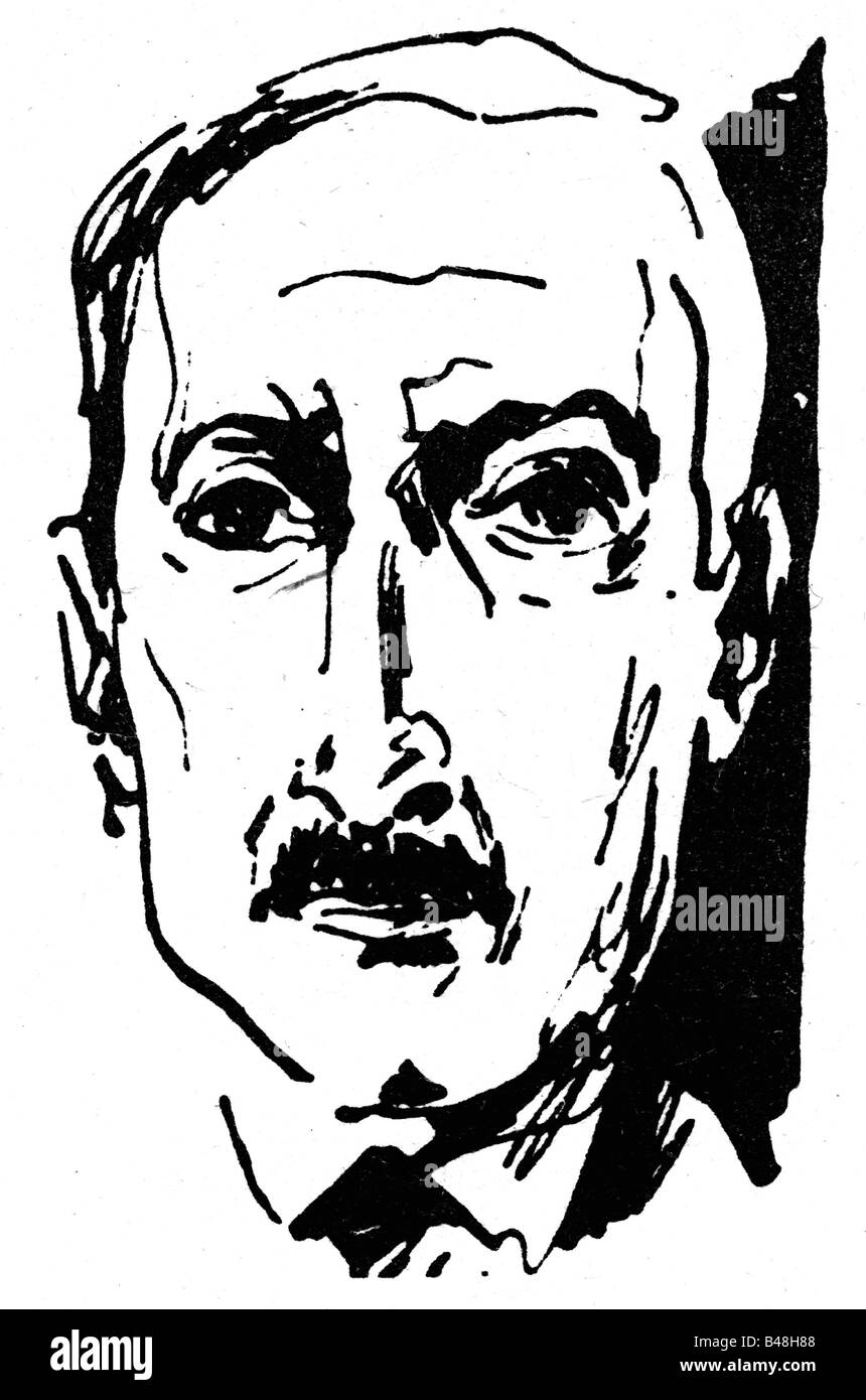 Zweig, Stefan, 28.11.1881 - 23.2.1942, Austrian author / writer, portrait, wood cut, literature,  Austria, Steven, Stephan, , Stock Photo