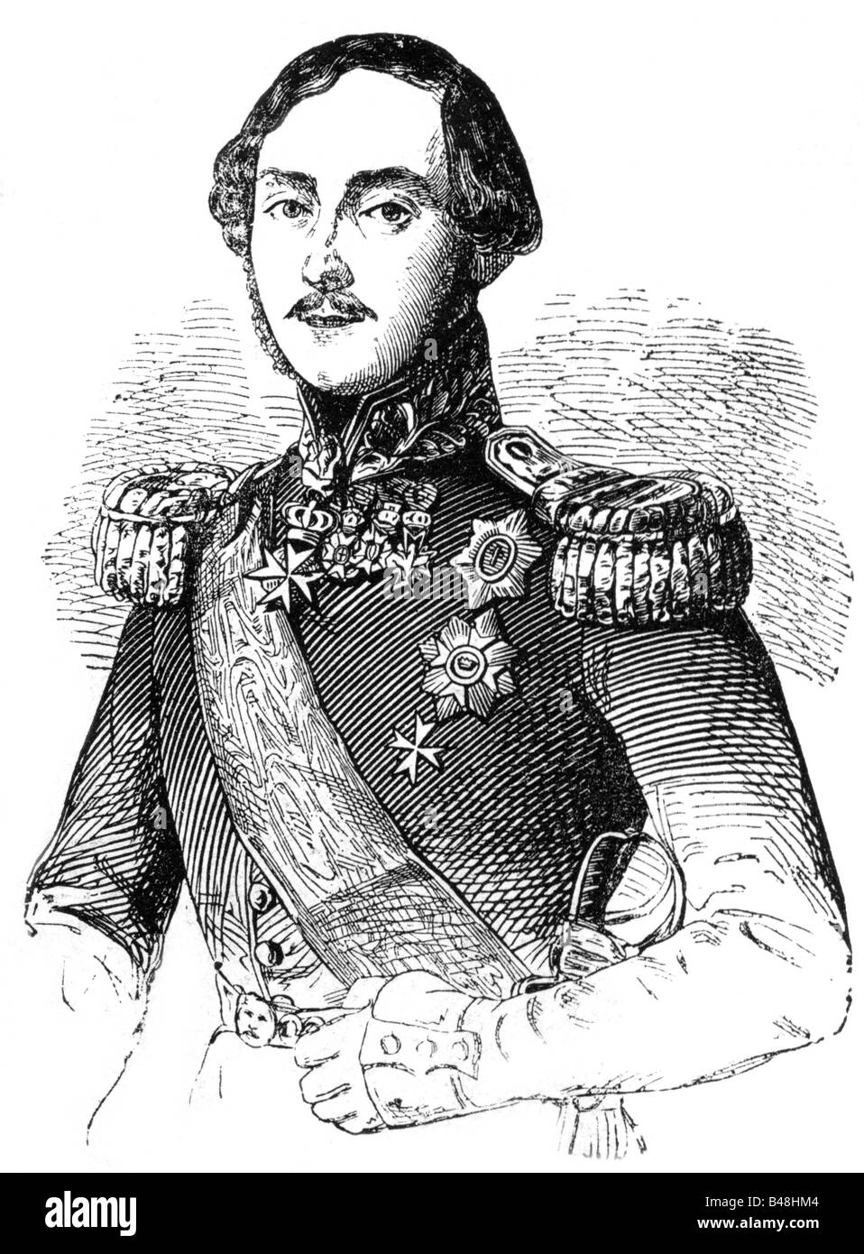 Ernest II, 21.6.1818 - 22.8.1893, Duke of Saxe-Corburg-Gotha  19.1.1844 - 22.8.1893, half length, wood engraving, circa 1855, , Stock Photo