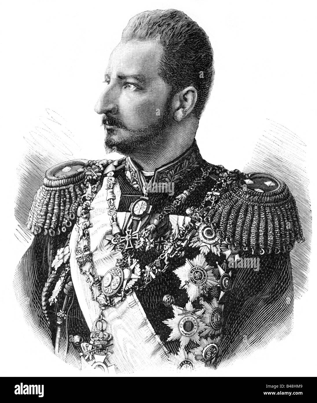 Ferdinand I, 26.2.1861 - 10.9.1948, King of Bulgaria 7.7.1908 - 3.10.1918, Portrait, wood engraving, 1893, , Stock Photo