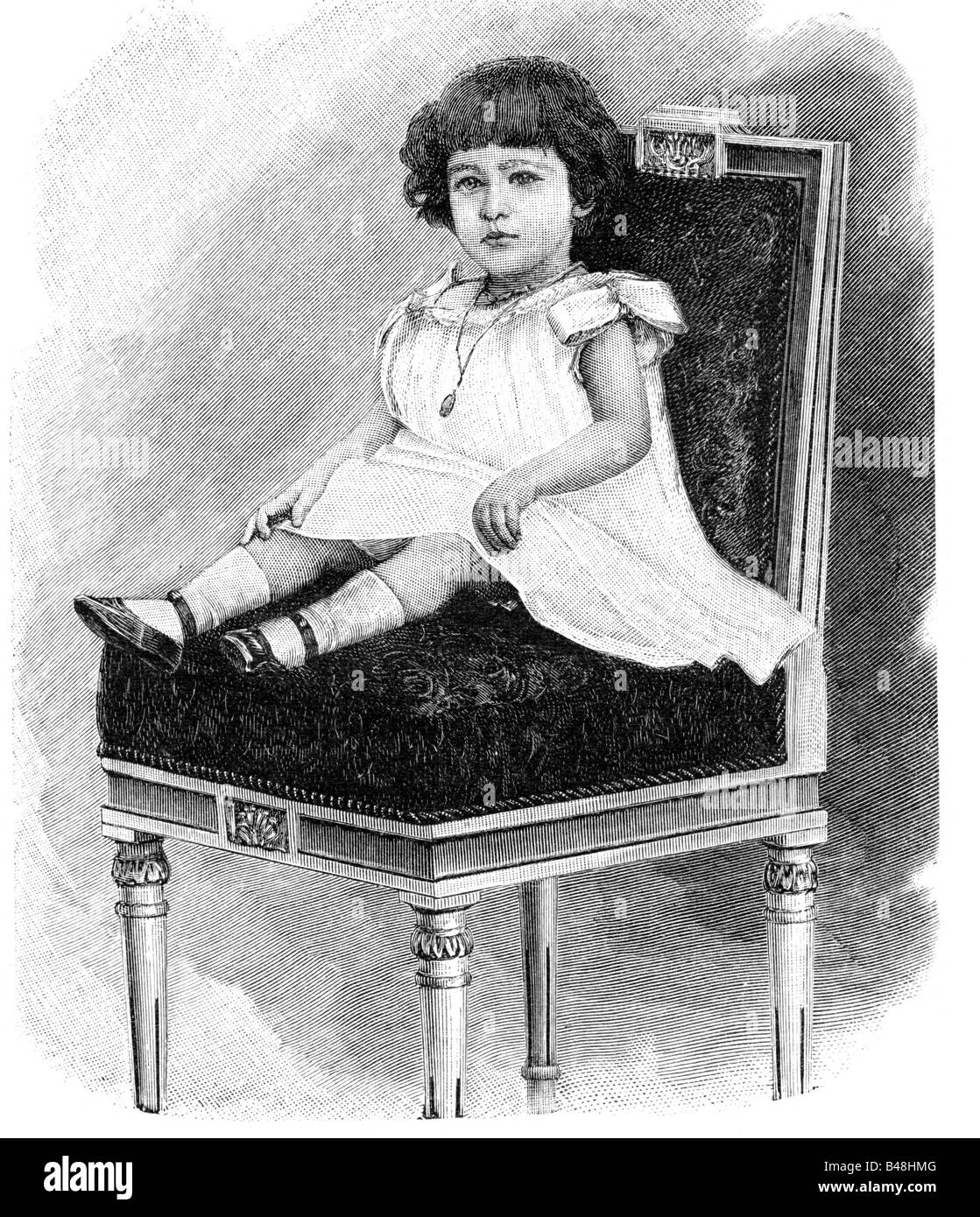 Boris III, 30.1.1894 - 28.8.1943, King of Bulgaria 3.10.1918 - 28.8.1943, as child, wood engraving, circa 1898, , Stock Photo