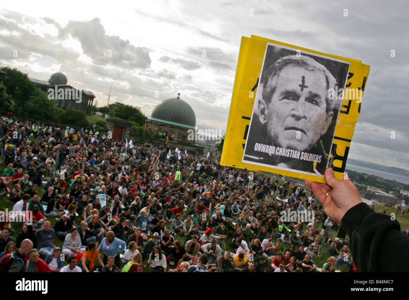 George W. Bush image during anti G8 protest in Edinburgh, Scotland UK Stock Photo