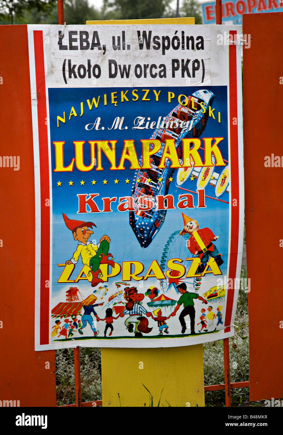 Poster for funfair Leba Poland Stock Photo