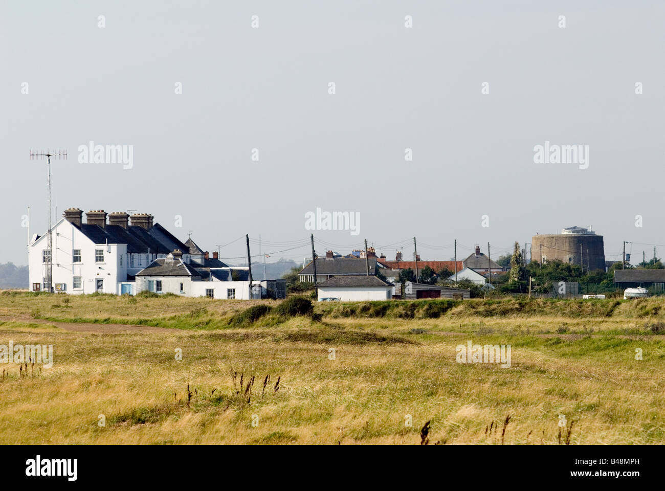 The isolated coastal hamlet of Shingle Street, Suffolk, UK. Stock Photo