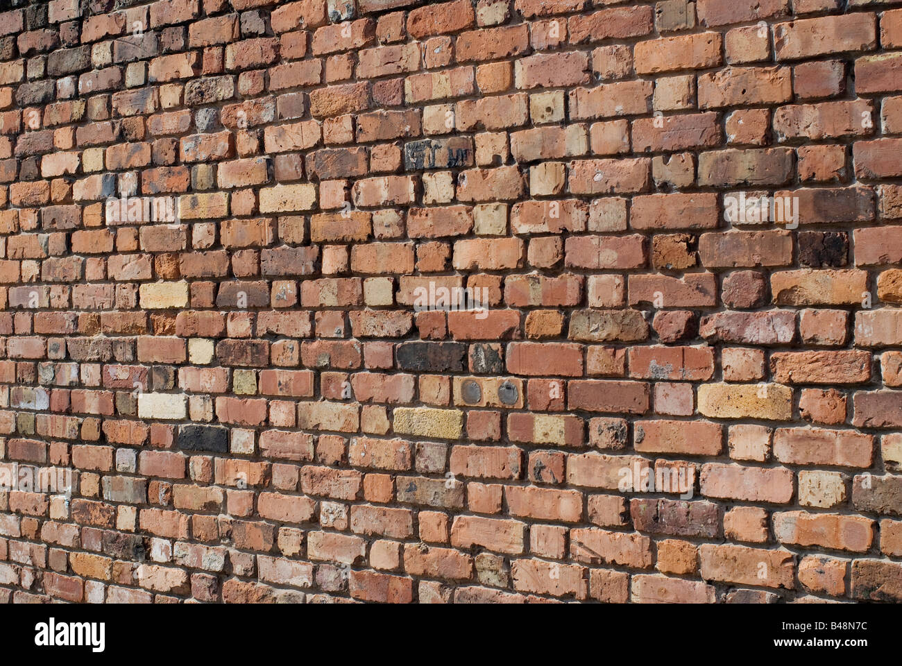 Wall made of red brick with a perspective view Stock Photo