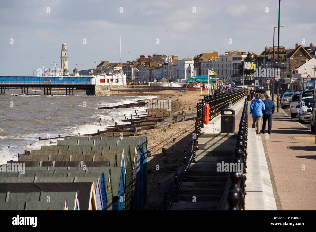 herne bay seafront promenade holiday town north kent coast england uk