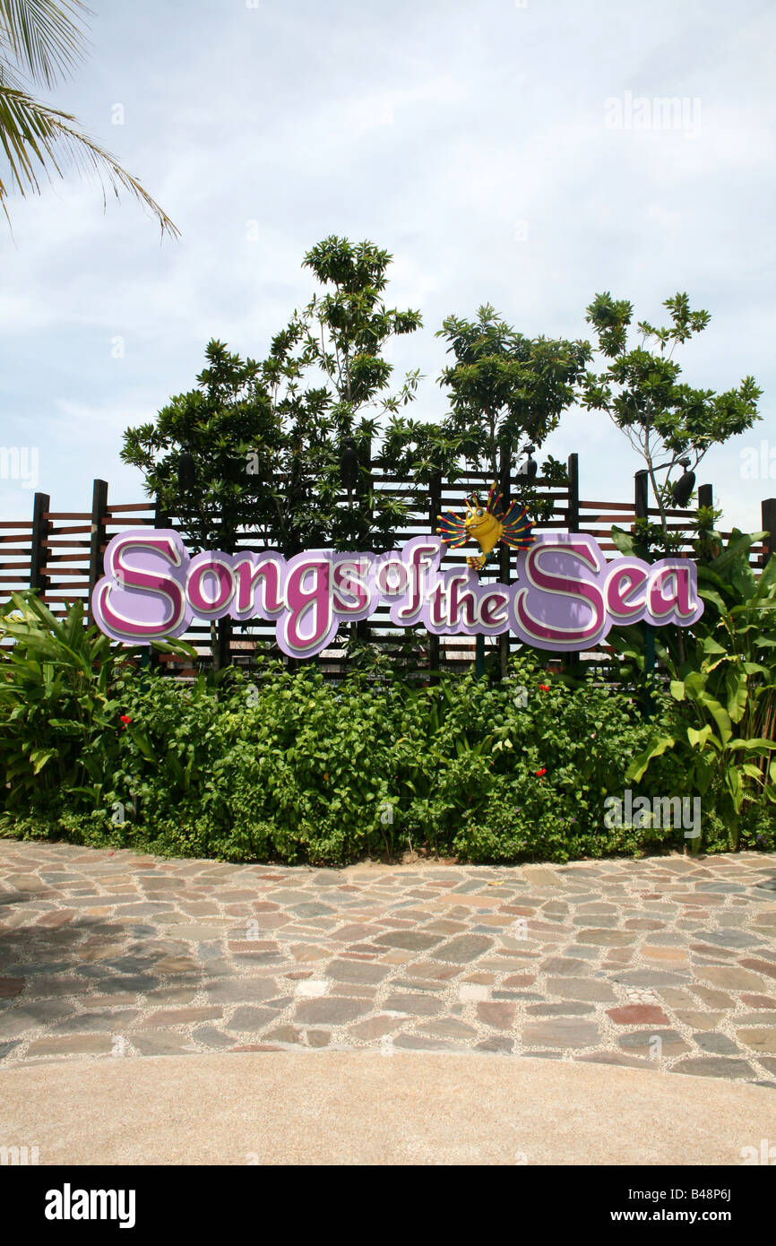 Songs of the Sea sign Sentosa Singapore  April 2008 Stock Photo
