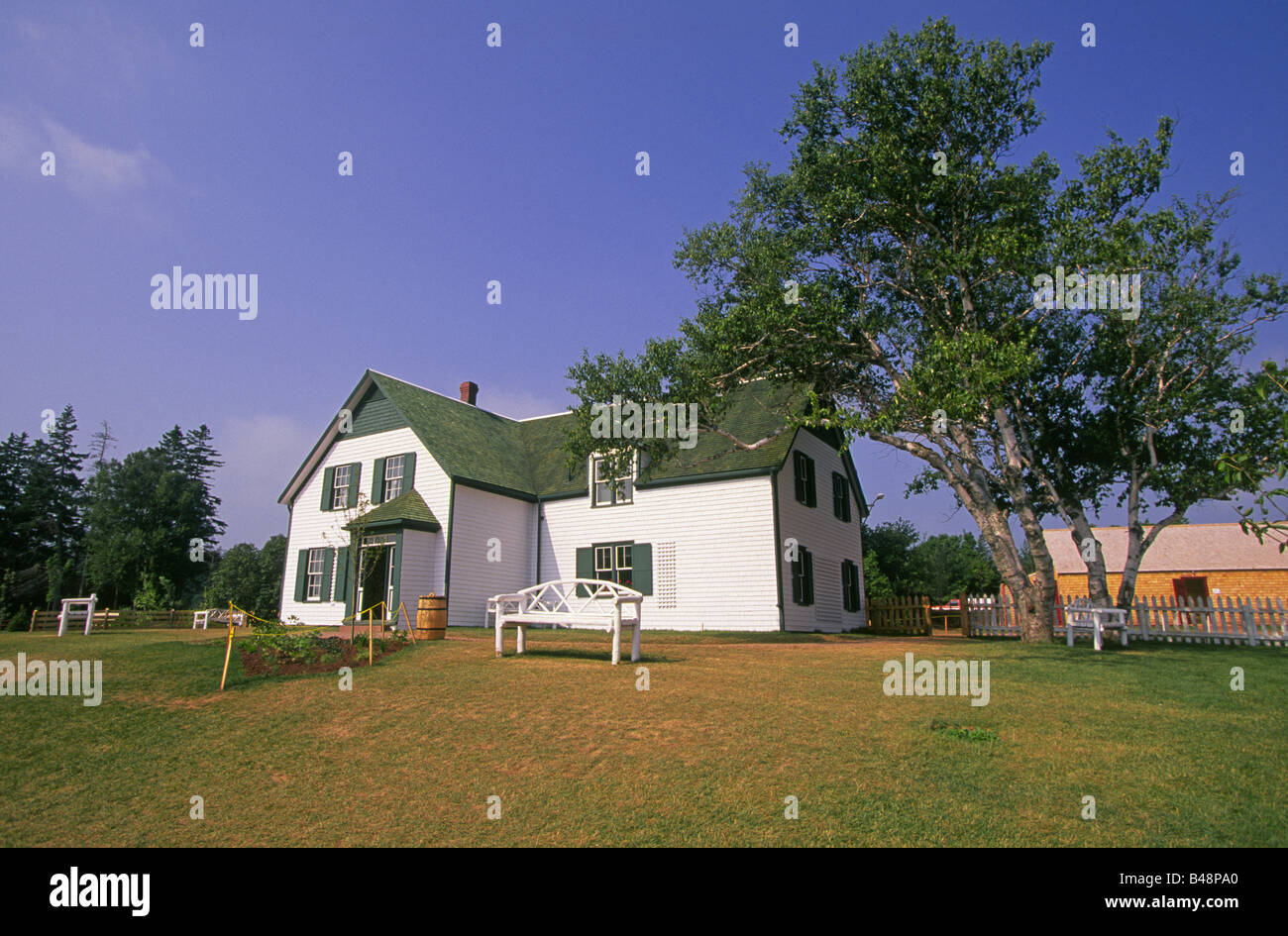 A view of the House At Green GAbles home of Anne Shirley of Anne Of Green Gables novels  in Cavendish, Prince Edward Island Canada. Stock Photo