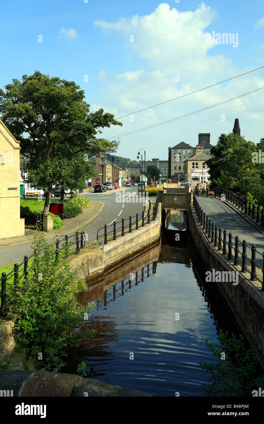 Restored Huddersfield Narrow Canal at Slaithwaite, West Yorkshire