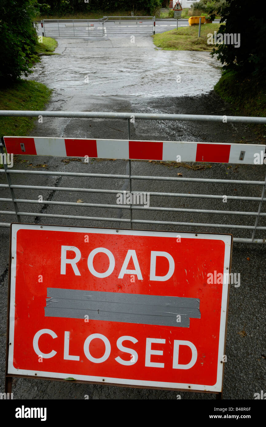 Ford closed on the River Wyre Llanrhystud Cerdigion Stock Photo