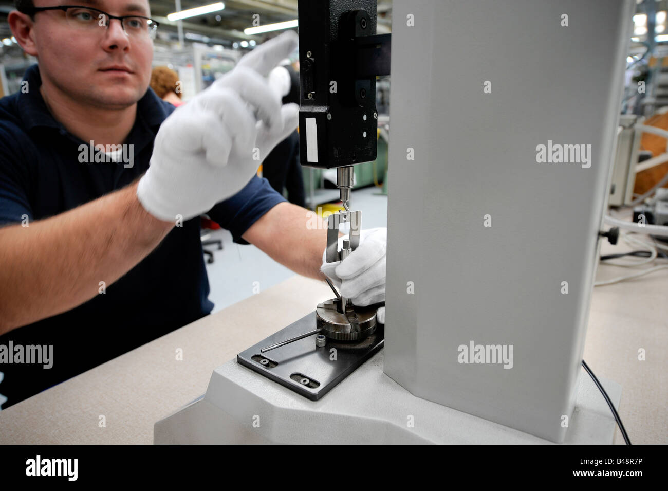 Parker Pen factory in Newhaven, Sussex, UK. the assembly line of the famous pen brand as it celebrated 120 years in 2008. Stock Photo