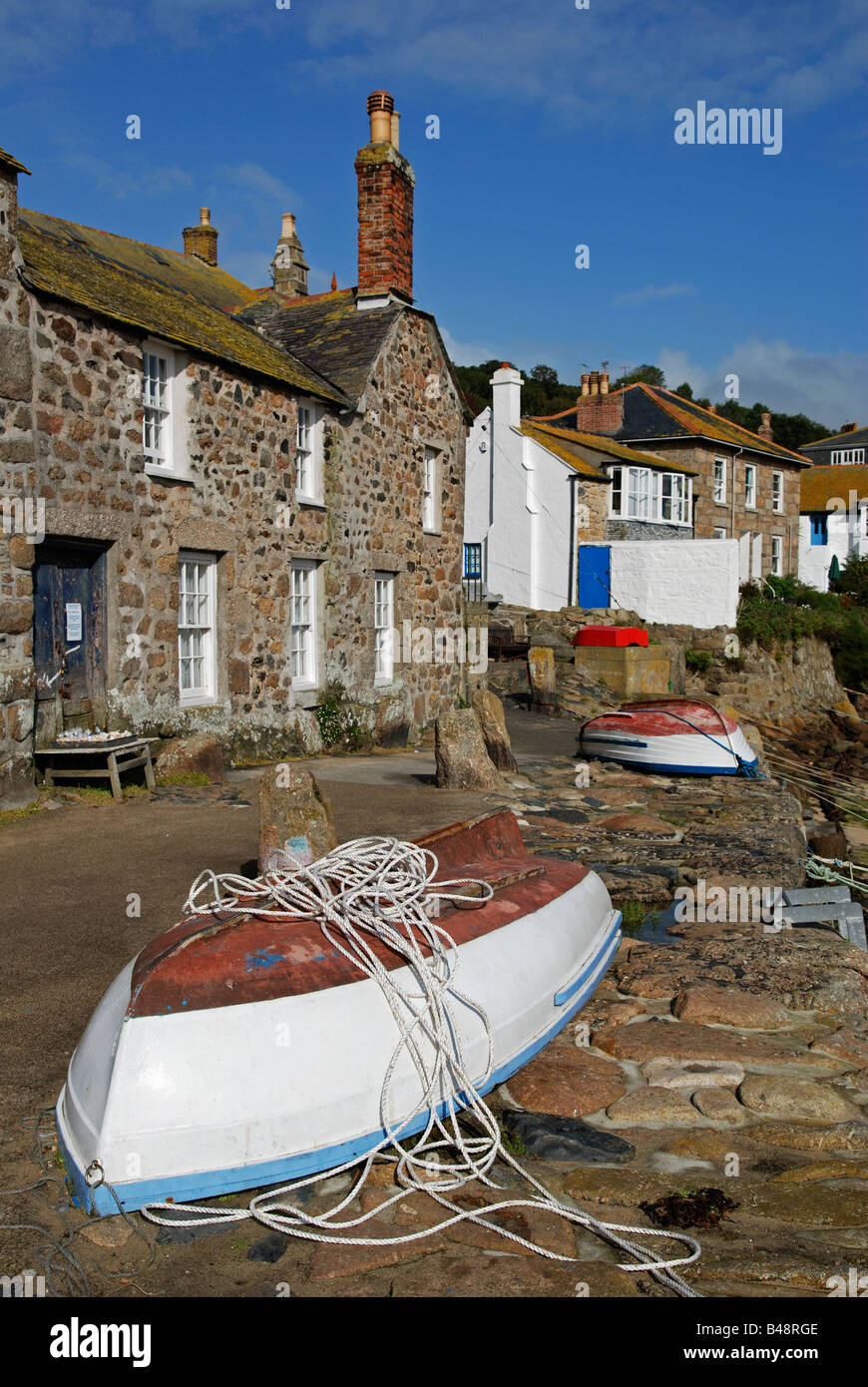 fishing boat on the harbour at mousehole,cornwall,uk Stock Photo