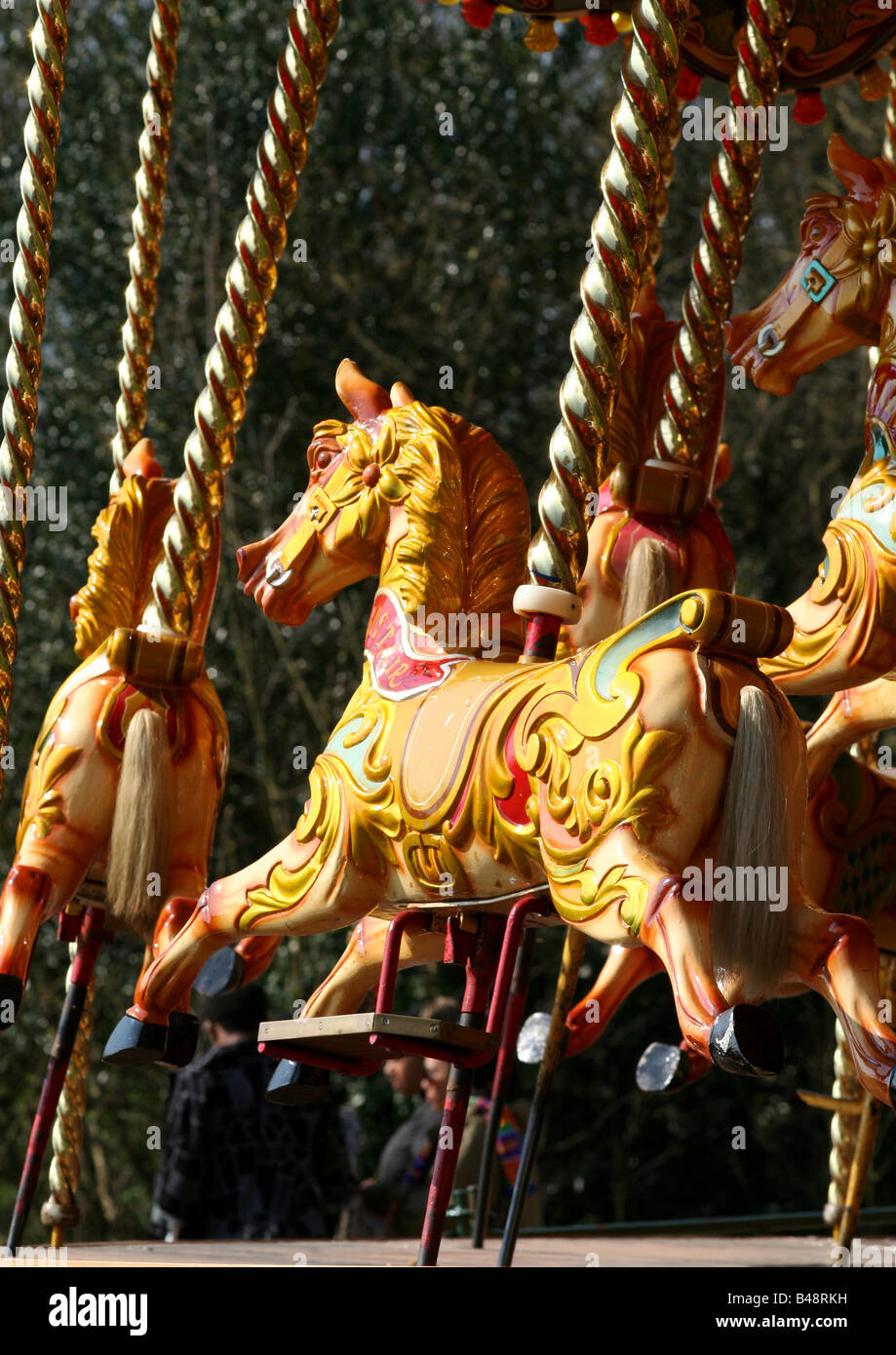 Traditional Carousel at the Fun Fare Hampstead Heath Stock Photo