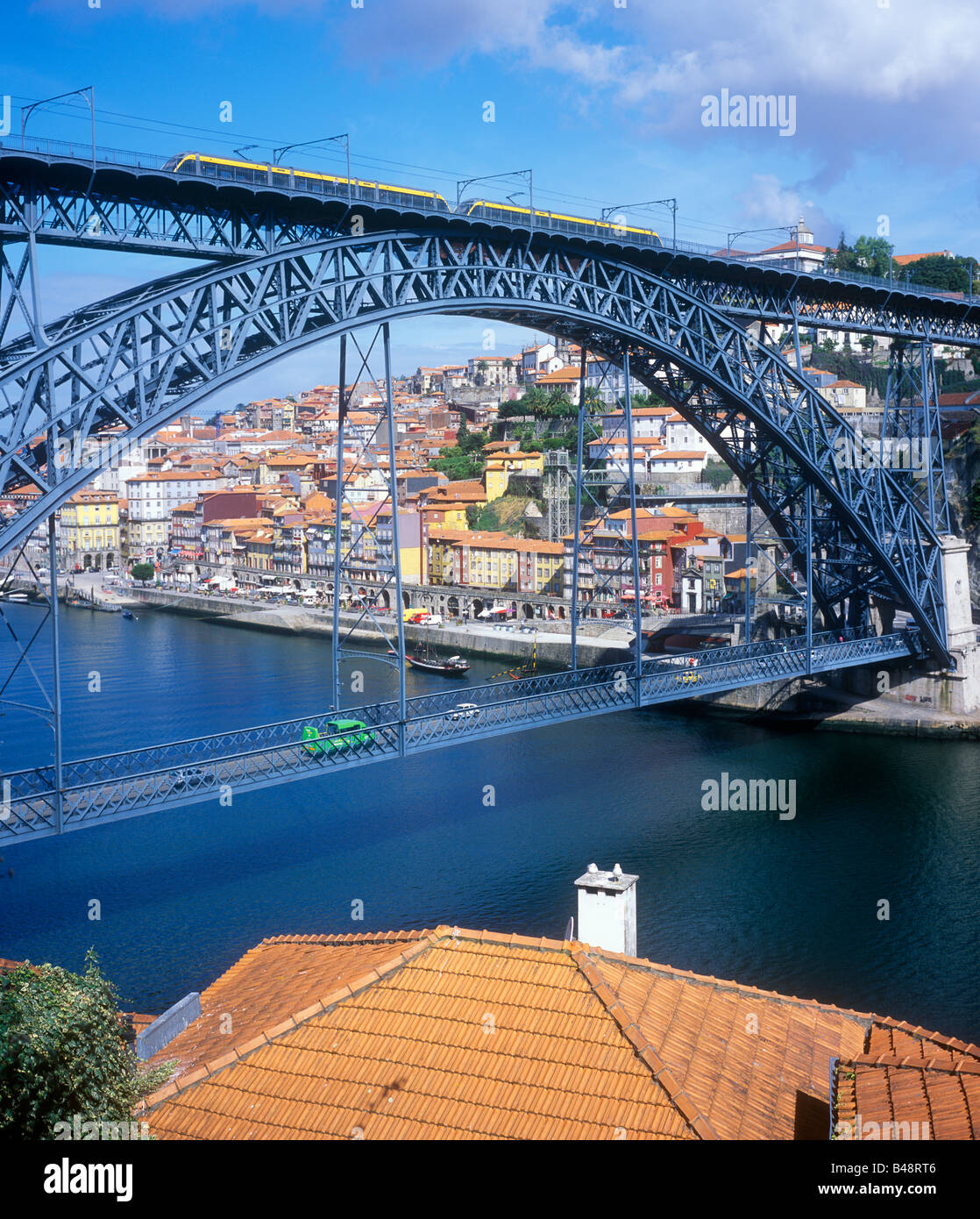 bridge Dom Luis I to Vila Nova de Gaia in Porto, Portugal Stock Photo