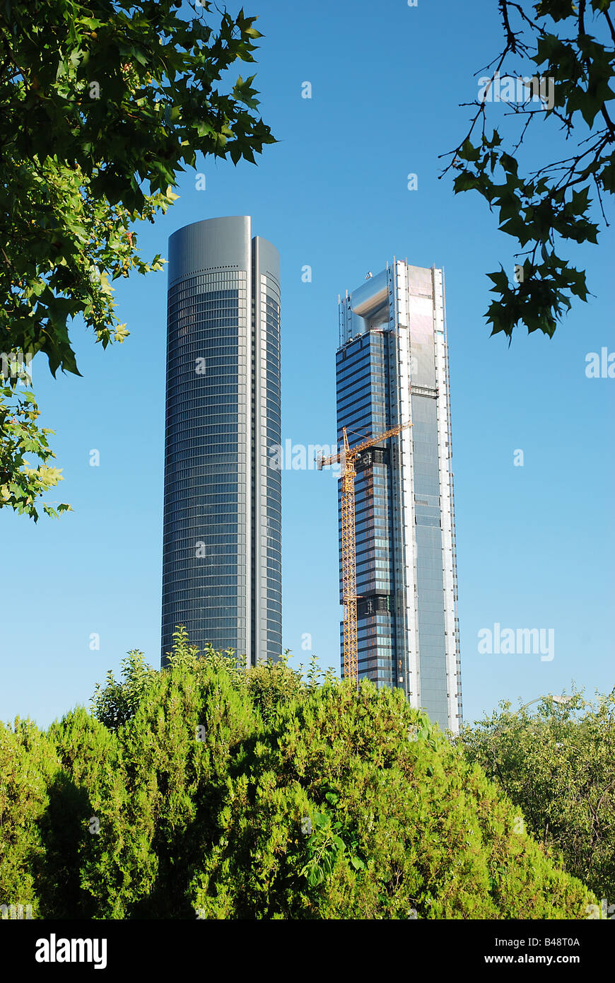 Sacyr and Repsol towers under construction. Madrid. Spain. Stock Photo
