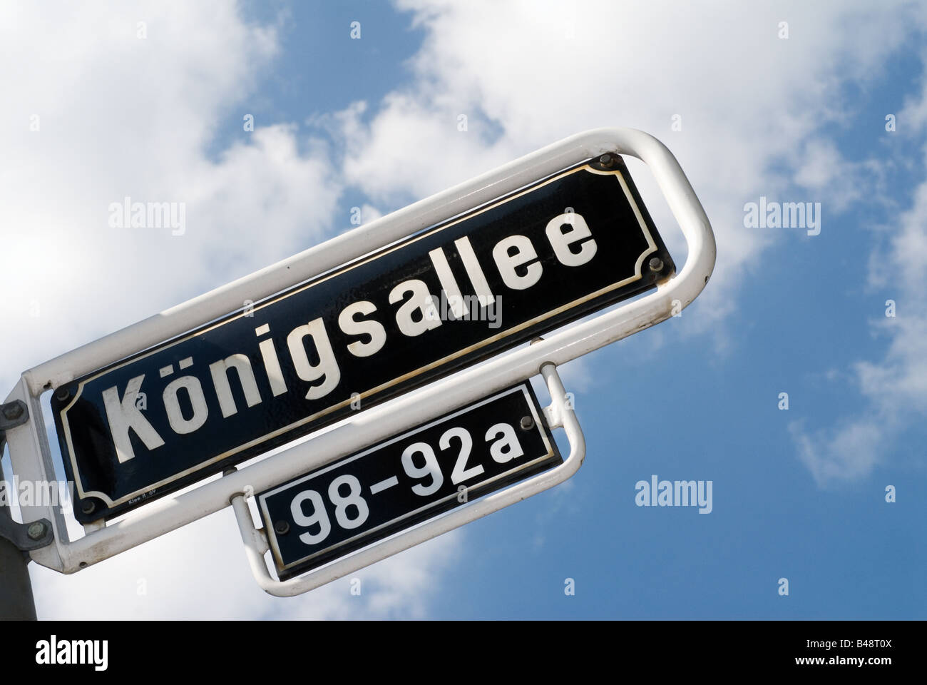 Street sign of the popular Königsallee in Duesseldorf Germany Stock Photo