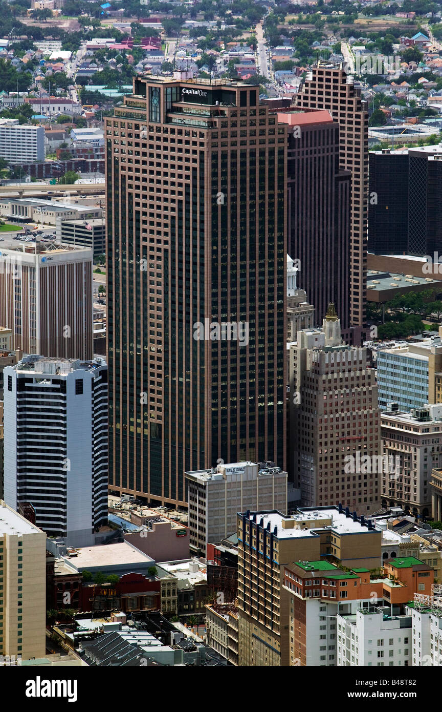 aerial above Capital One tower New Orleans, Louisiana Stock Photo