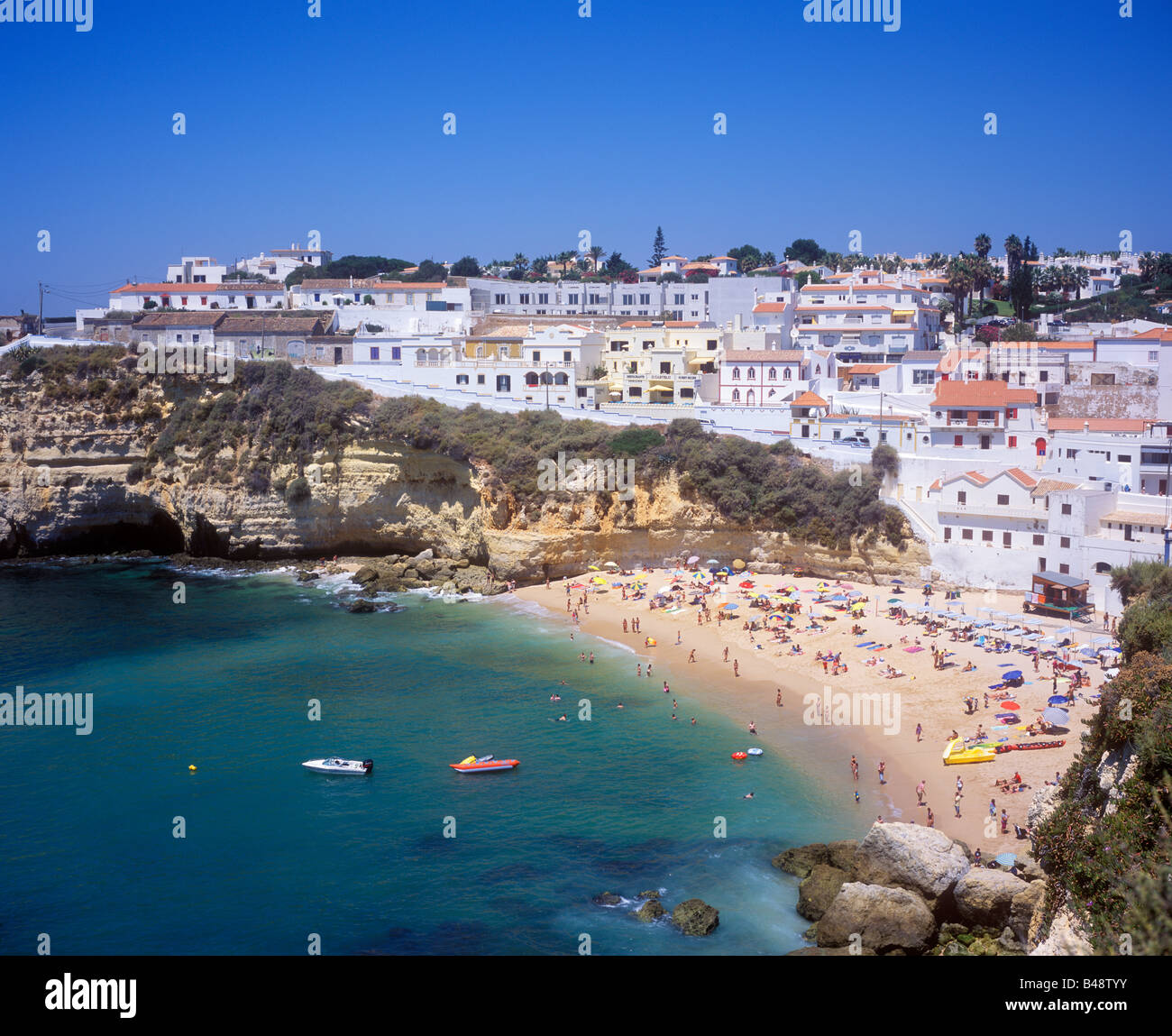 beach and town of Carvoeiro, Algarve, Portugal Stock Photo - Alamy