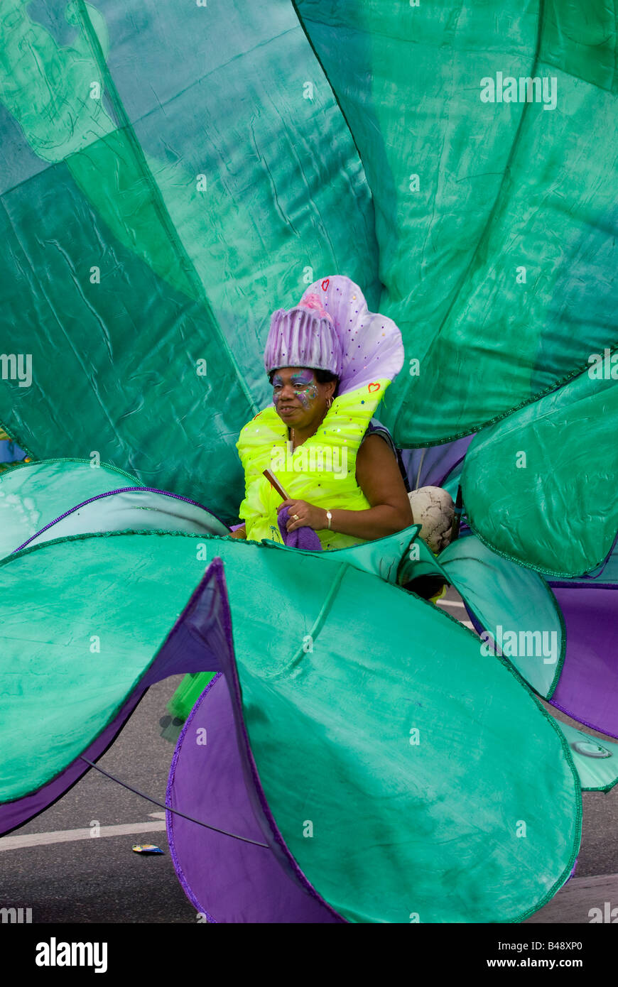 Dancer in an exotic costume in the notting hill carnival hires stock