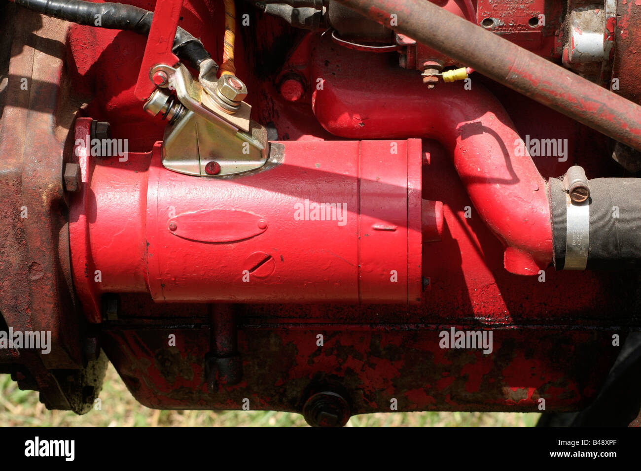 Electric starter on farm tractor engine Stock Photo Alamy