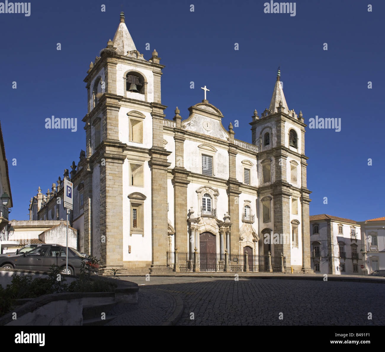 Portalegre Cathedral, or Se de Portalegre, Portugal. Mannerist and Baroque styles. Stock Photo