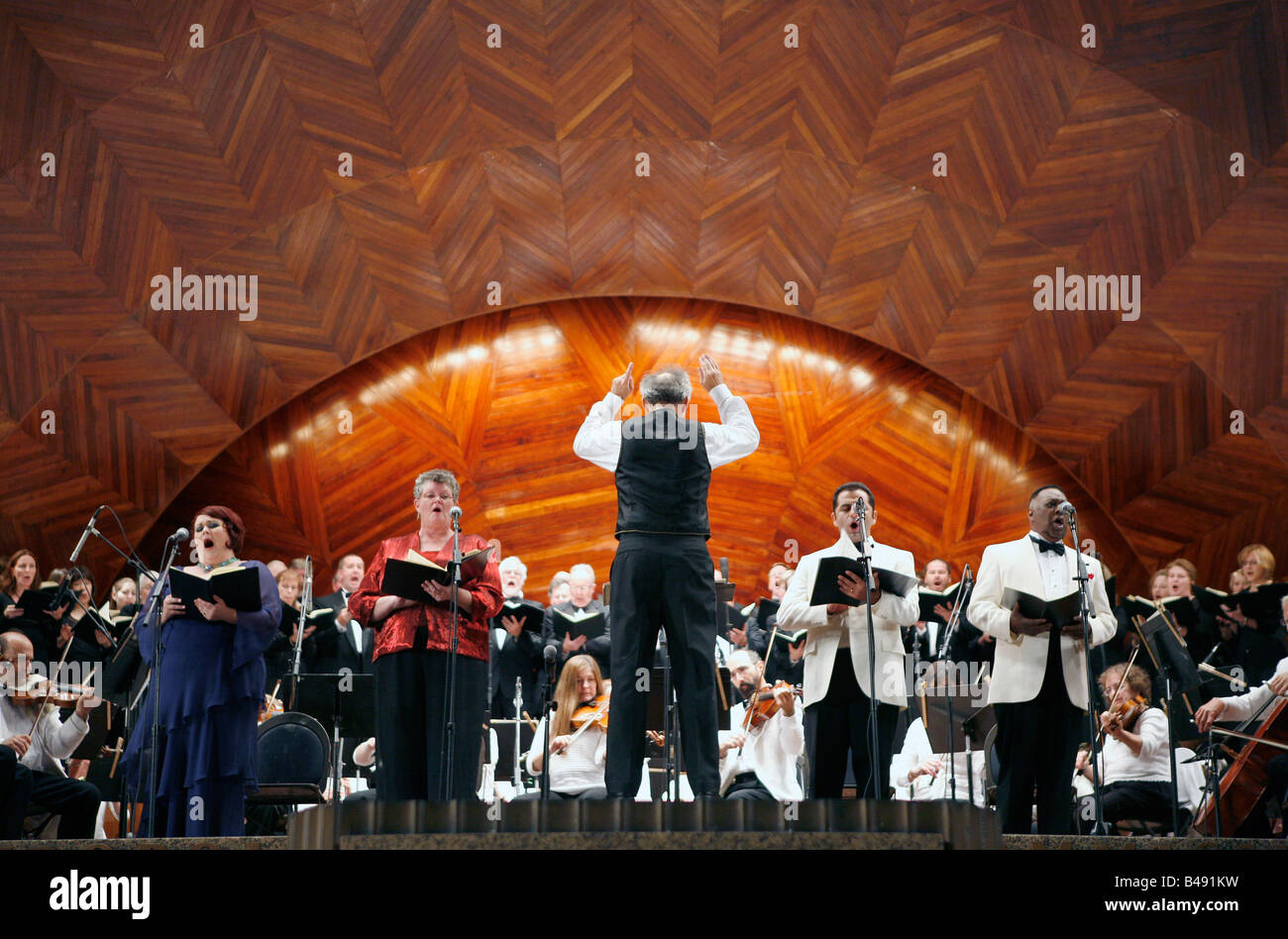 Boston Landmarks Orchestra performs Verdi's Requiem at the Hatch Shell in Boston Massachusetts Stock Photo